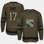 Maglia Hockey New York Rangers Jesper Fast 2018 Salute To Service Verde Militare