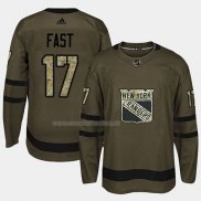 Maglia Hockey New York Rangers Jesper Fast 2018 Salute To Service Verde Militare