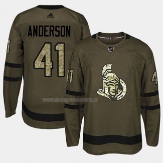 Maglia Hockey Ottawa Senators Craig Anderson 2018 Salute To Service Verde Militare
