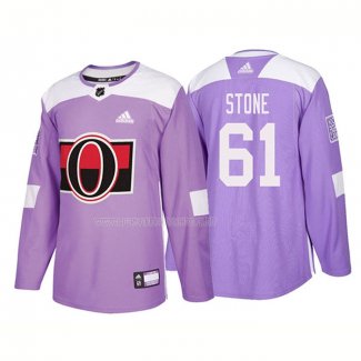 Maglia Hockey Ottawa Senators Mark Stone Autentico 2018 Fights Cancer Viola