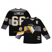 Maglia Hockey Pittsburgh Penguins Mario Lemieux Mitchell & Ness Captain Patch 1996-97 Blue Line Nero