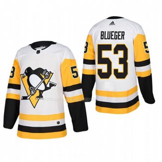 Maglia Hockey Pittsburgh Penguins Teddy Blueger Away Autentico Giocatore Bianco