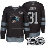 Maglia Hockey San Jose Sharks Martin Jones 1917-2017 100th Anniversario Nero