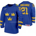 Maglia Hockey Suecia Nils Hoglander Away 2020 Iihf World Junior Championship Blu