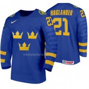 Maglia Hockey Suecia Nils Hoglander Away 2020 Iihf World Junior Championship Blu