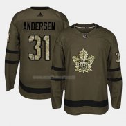 Maglia Hockey Toronto Maple Leafs Frederik Andersen 2018 Salute To Service Verde Militare