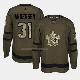 Maglia Hockey Toronto Maple Leafs Frederik Andersen 2018 Salute To Service Verde Militare