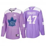 Maglia Hockey Toronto Maple Leafs Leo Komarov 2018 Fights Cancer Viola