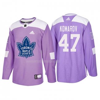 Maglia Hockey Toronto Maple Leafs Leo Komarov 2018 Fights Cancer Viola