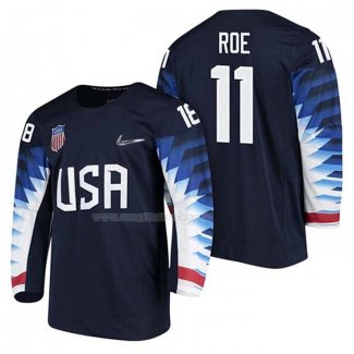 Maglia Hockey USA Garrett Roe 2018 Olympic Blu