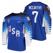 Maglia Hockey USA John Mccarthy 2018 Olympic Blu2