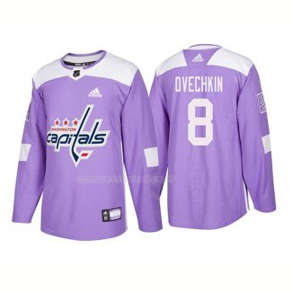Maglia Hockey Washington Capitals Alex Ovechkin Autentico 2018 Fights Cancer Viola