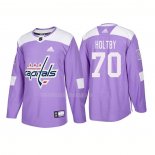 Maglia Hockey Washington Capitals Braden Holtby Autentico 2018 Fights Cancer Viola