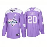 Maglia Hockey Washington Capitals Lars Eller Autentico 2018 Fights Cancer Viola