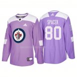 Maglia Hockey Winnipeg Jets Michael Spacek Autentico 2018 Fights Cancer Viola