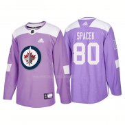 Maglia Hockey Winnipeg Jets Michael Spacek Autentico 2018 Fights Cancer Viola