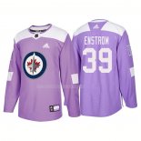 Maglia Hockey Winnipeg Jets Toby Enstrom Autentico 2018 Fights Cancer Viola