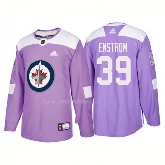 Maglia Hockey Winnipeg Jets Toby Enstrom Autentico 2018 Fights Cancer Viola