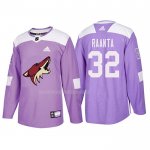 Maglia Hockey Arizona Coyotes Antti Raanta 2018 Fights Cancer Viola