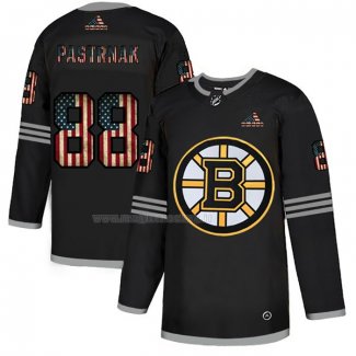 Maglia Hockey Boston Bruins David Pastrnak 2020 USA Flag Nero