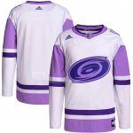 Maglia Hockey Carolina Hurricanes Blank Practice Autentico 2018 Fights Cancer Bianco Viola