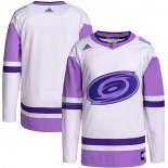 Maglia Hockey Carolina Hurricanes Blank Practice Autentico 2018 Fights Cancer Bianco Viola
