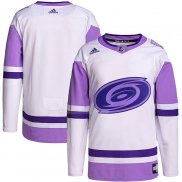 Maglia Hockey Carolina Hurricanes Blank Practice Autentico 2018 Fights Cancer Bianco Viola