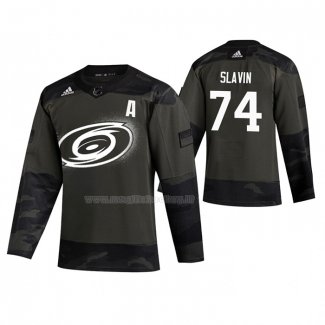 Maglia Hockey Carolina Hurricanes Jaccob Slavin 2019 Veterans Day Camuffamento