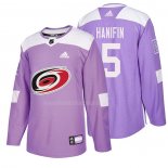 Maglia Hockey Carolina Hurricanes Noah Hanifin 2018 Fights Cancer Viola