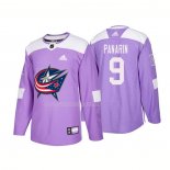 Maglia Hockey Columbus Blue Jackets Artemi Panarin Autentico 2018 Fights Cancer Viola
