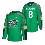 Maglia Hockey Columbus Blue Jackets Zach Werenski 2018 Dia de San Patricio Verde
