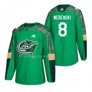 Maglia Hockey Columbus Blue Jackets Zach Werenski 2018 Dia de San Patricio Verde