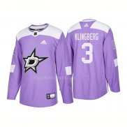 Maglia Hockey Dallas Stars John Klingberg Autentico 2018 Fights Cancer Viola