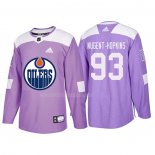Maglia Hockey Edmonton Oilers Ryan Nugent Hopkins 2018 Fights Cancer Viola