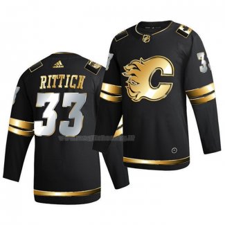 Maglia Hockey Golden Edition Calgary Flames David Rittich Limited Autentico 2020-21 Nero