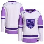 Maglia Hockey Los Angeles Kings Blank Practice Autentico 2018 Fights Cancer Bianco Viola