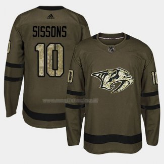 Maglia Hockey Nashville Predators Colton Sissons 2018 Salute To Service Verde Militare