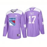 Maglia Hockey New York Rangers Jesper Fast Autentico 2018 Fights Cancer Viola