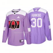 Maglia Hockey Ottawa Senators Andrew Hammond Autentico 2018 Fights Cancer Viola