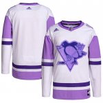 Maglia Hockey Pittsburgh Penguins Blank Practice Autentico 2018 Fights Cancer Bianco Viola