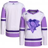 Maglia Hockey Pittsburgh Penguins Blank Practice Autentico 2018 Fights Cancer Bianco Viola