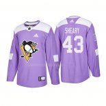 Maglia Hockey Pittsburgh Penguins Conor Sheary Autentico 2018 Fights Cancer Viola