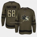 Maglia Hockey San Jose Sharks Melker Karlsson 2018 Salute To Service Verde Militare