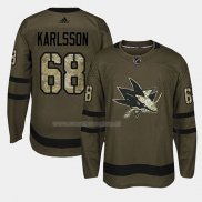 Maglia Hockey San Jose Sharks Melker Karlsson 2018 Salute To Service Verde Militare