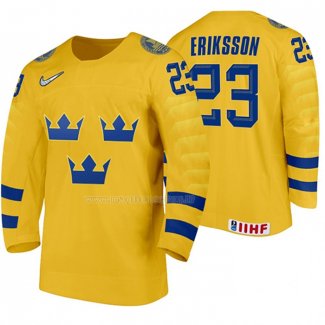 Maglia Hockey Suecia Albin Eriksson Home 2020 Iihf World Junior Championship Giallo
