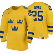 Maglia Hockey Suecia Linus Oberg Home 2020 Iihf World Junior Championship Giallo