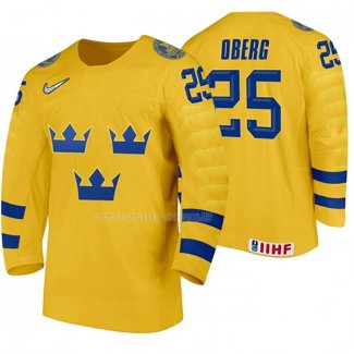 Maglia Hockey Suecia Linus Oberg Home 2020 Iihf World Junior Championship Giallo