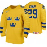 Maglia Hockey Suecia Mario Kempe Home 2020 Iihf World Giallo