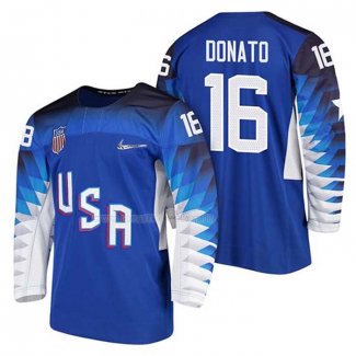 Maglia Hockey USA Ryan Donato 2018 Olympic Blu2