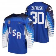 Maglia Hockey USA Ryan Zapolski 2018 Olympic Blu2